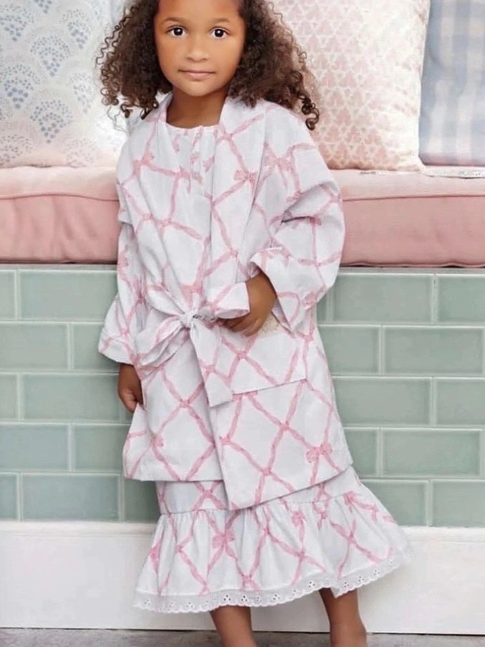 Beaufort Bonnet Company Blaylock Pink Bow Bath Robe Size 5